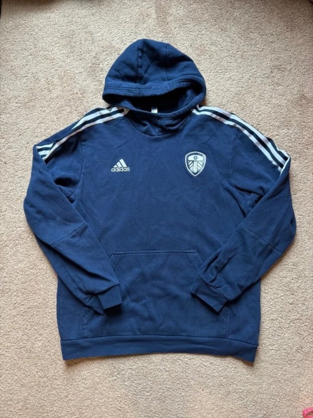 Adidas Leeds United F.C. Football/Soccer Navy Hooded Sweatshirt Men’s Large